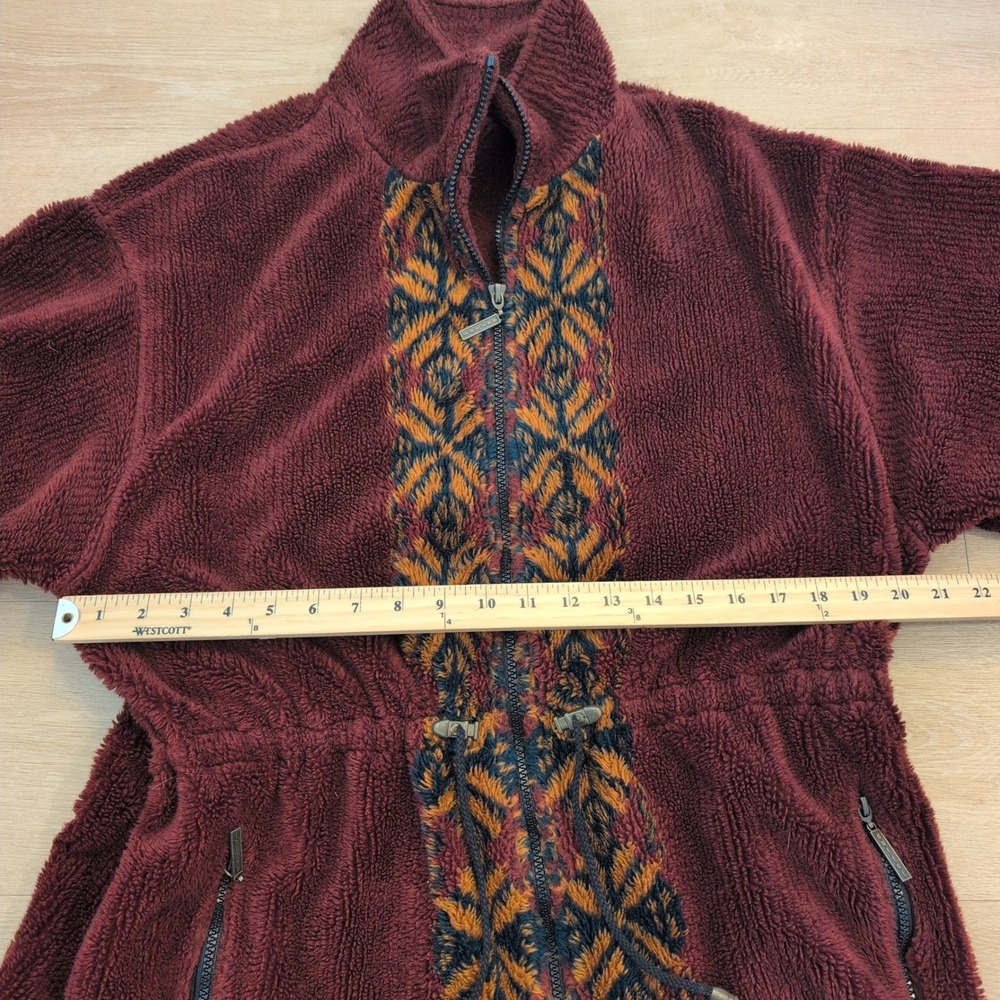 VTG Duffel Outdoor Fleece Women Jacket Southwestern Aztec Pattern Full Zip - Picture 4 of 6